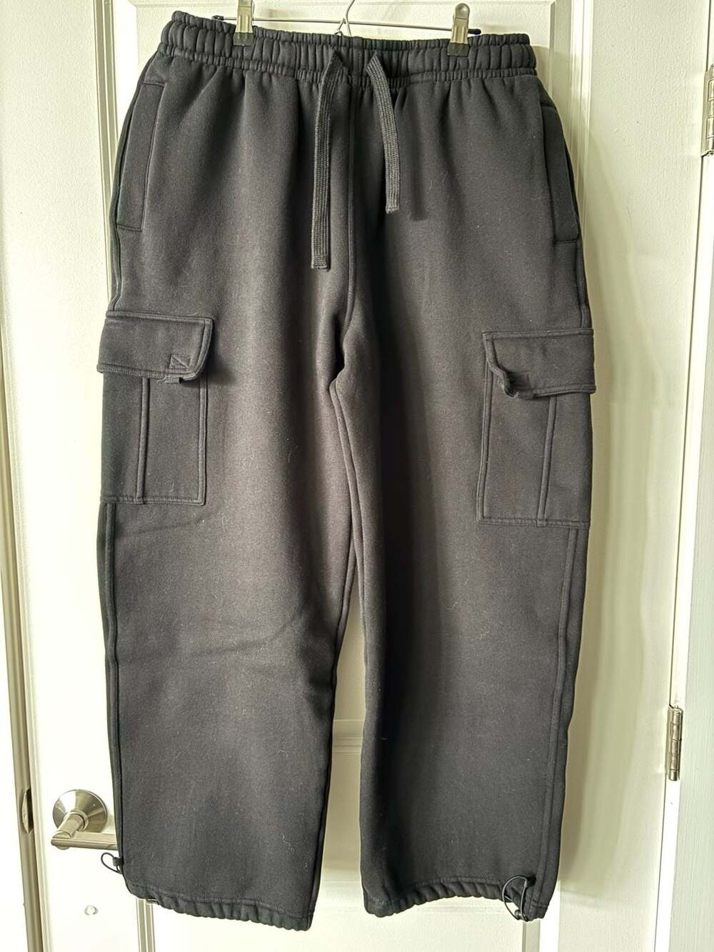 LETAOTAO Men's Black Fleece Cargo Sweatpants X-Large